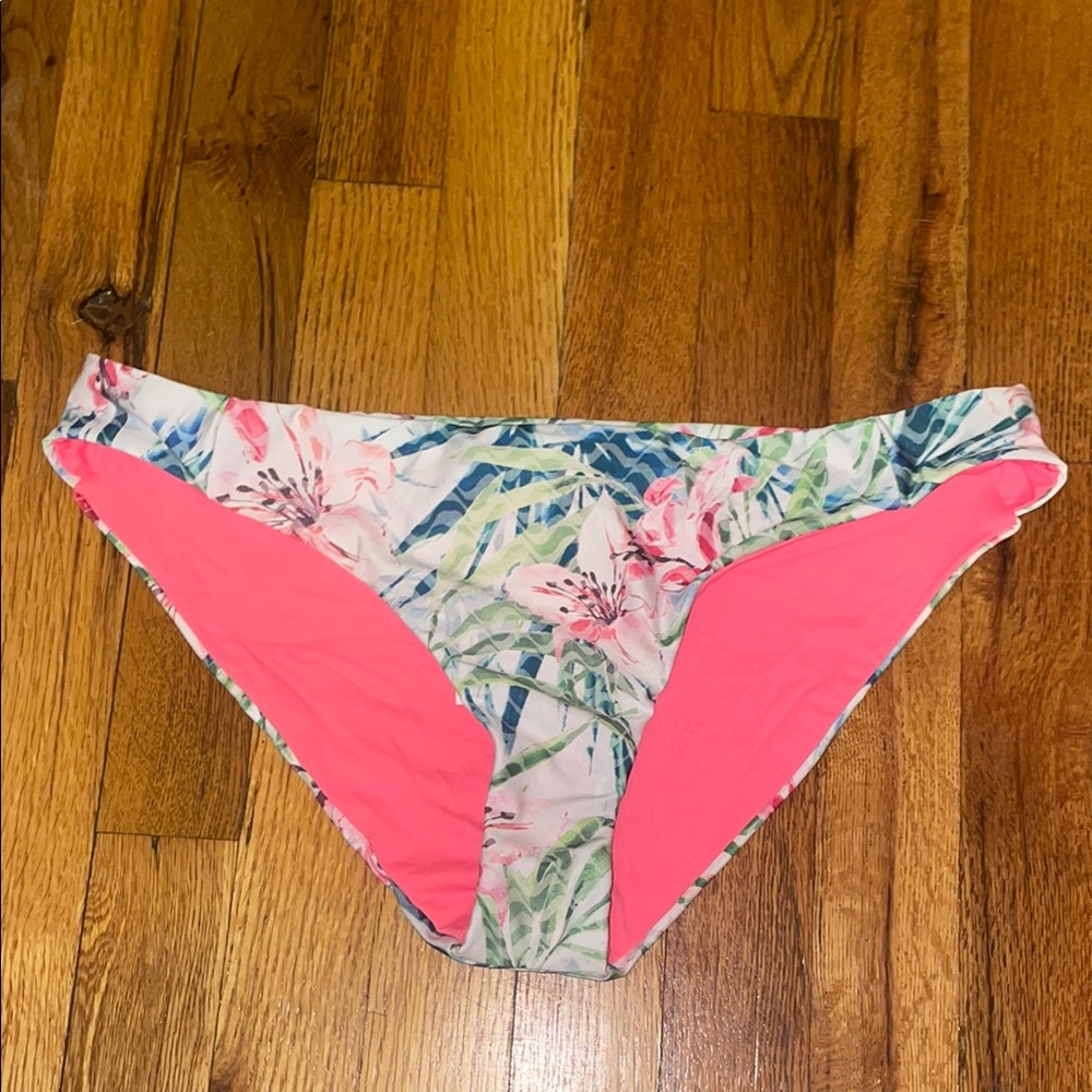 Floral Bikini Bottom with Pink Accents